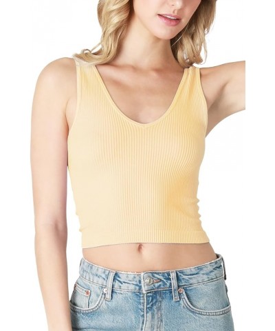 Women Seamless Reversible Ribbed Crop Top, Made in U.S.A, One Size Tender Peach $17.95 Tanks