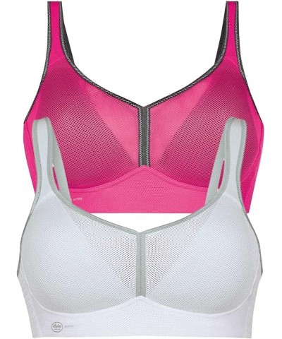 Women's Wire Free Padded Sports Bra 5544 (Pack of 2) Pink-anthracite/White $70.60 Lingerie