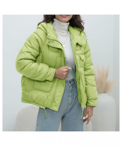 Women's Crop Short Jacket Cropped Puffer Fashion Vintage Jackets for Women Warm Winter Lightweight Coat with Pocket Mint Gree...