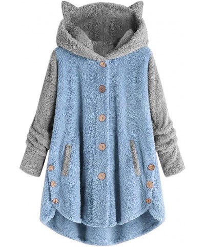 Fleece Hoodie for Women Button Down Fluffy Coats Athletic Cozy Oversized Pullover Fuzzy Sweatshirt with Hood 2023 01sherpa Ja...