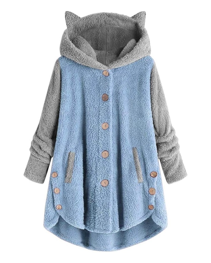 Fleece Hoodie for Women Button Down Fluffy Coats Athletic Cozy Oversized Pullover Fuzzy Sweatshirt with Hood 2023 01sherpa Ja...