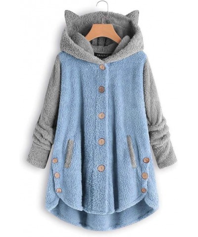 Fleece Hoodie for Women Button Down Fluffy Coats Athletic Cozy Oversized Pullover Fuzzy Sweatshirt with Hood 2023 01sherpa Ja...