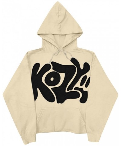 Women KOZY Letter Printed Pullover Hoodie Long Sleeved Solid Color Coat Blouse Casual Loose Top 2024 Fashion Beige $8.79 Hood...