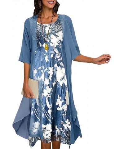 Women's 2 Piece Floral Dress Set Plus Size Flowy Sleeveless Maxi Dress and Half Sleeve Cardigan Wedding Guest Dress Muti17 $1...