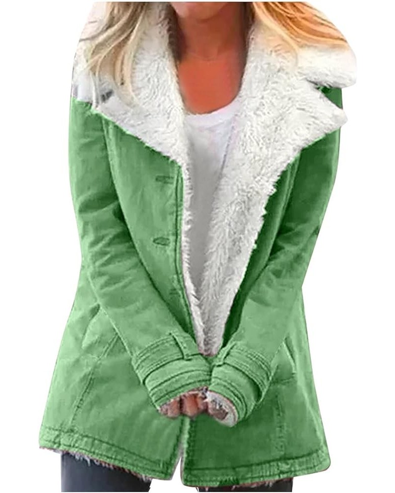 Sherpa Jackets for Women Winter Coats Casual Warm Faux Fur Lined Coats Oversized Thermal Fuzzy Fleece Jacket Outwear 01green ...