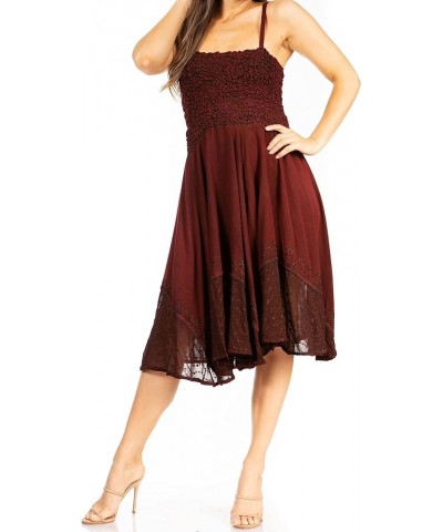 Aphrodite Embroidered Batik Dress A-burgandy $26.39 Dresses