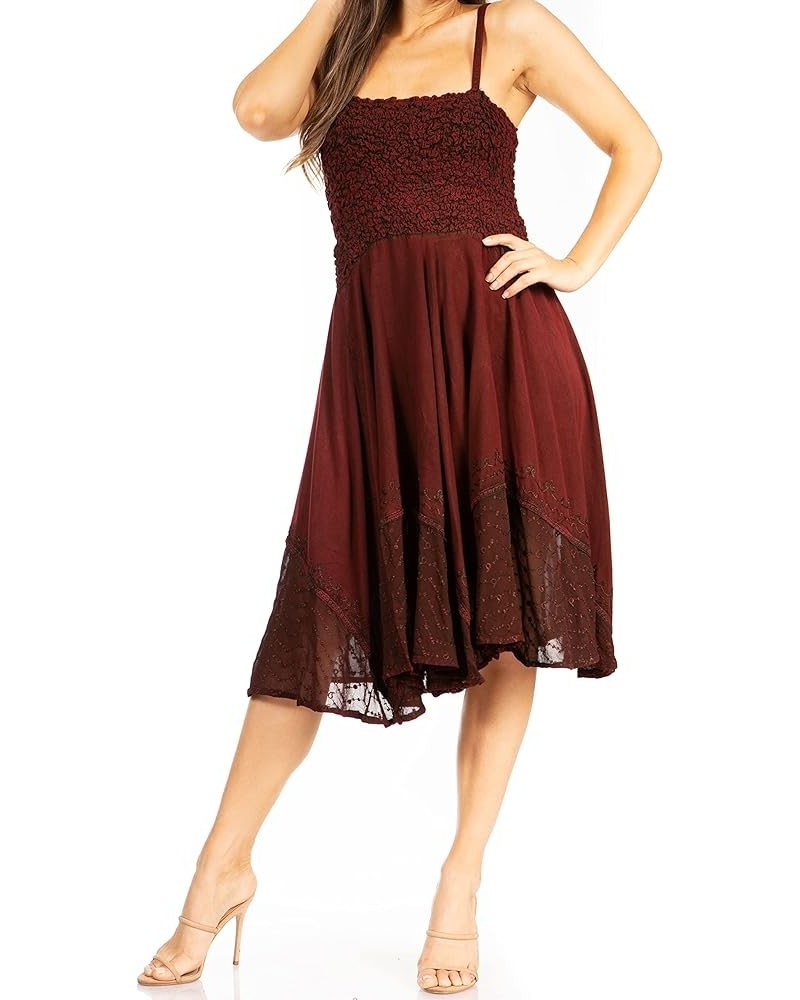 Aphrodite Embroidered Batik Dress A-burgandy $26.39 Dresses