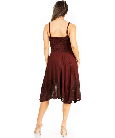 Aphrodite Embroidered Batik Dress A-burgandy $26.39 Dresses