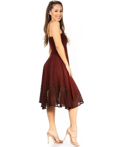 Aphrodite Embroidered Batik Dress A-burgandy $26.39 Dresses