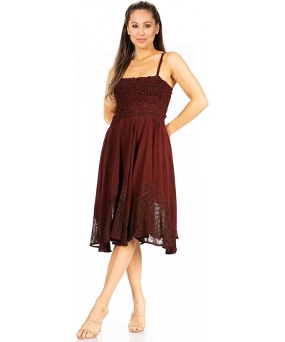 Aphrodite Embroidered Batik Dress A-burgandy $26.39 Dresses