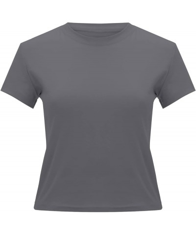 Women's Short Sleeve Crop Tee Shirt Workout Basic Solid Form Fit Round Neck Going Out Tshirt Casual Workout cropped Clothees ...