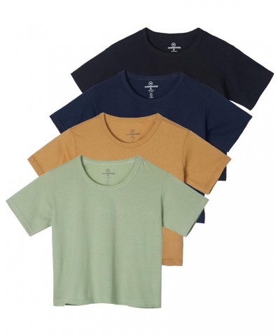 4 Pack: Women's Cotton Short Sleeve Crop Top – Cropped Casual Crew Neck T-Shirts (Available in Plus Size) Standard Set 7 $16....