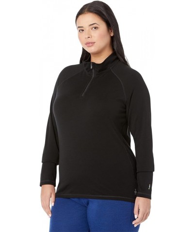 Women's Plus Size Classic Thermal Merino Wool Base Layer — Quarter Zip (Slim Fit) Black $44.75 Activewear