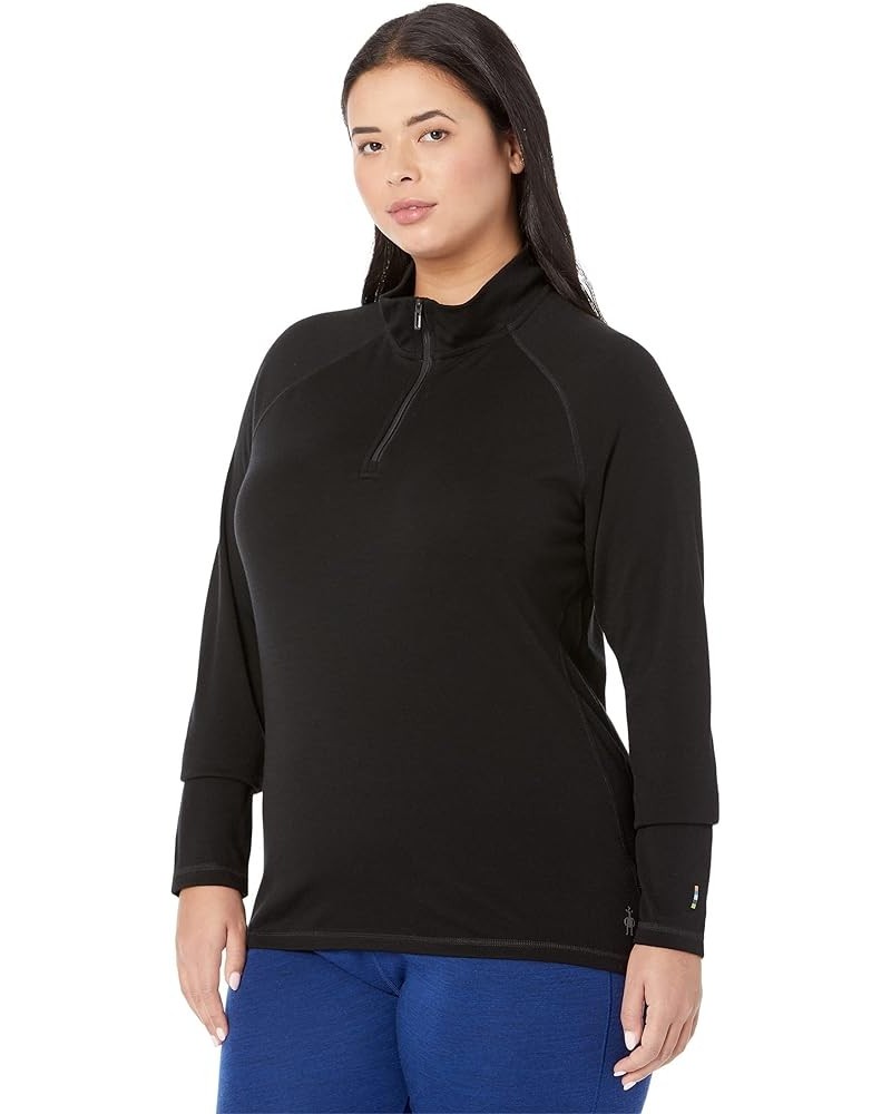 Women's Plus Size Classic Thermal Merino Wool Base Layer — Quarter Zip (Slim Fit) Black $44.75 Activewear