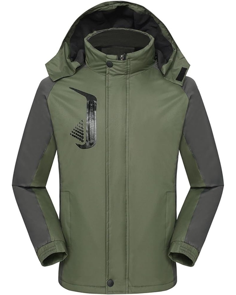 Womens Winter Coats With Hood Outdoor Sports Windproof Warm Hoodie Jackets Color Patchwork Zipper Rainproof Outwear 01-army G...