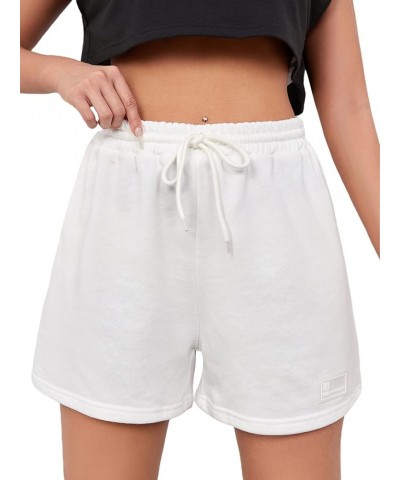 Women's Casual Drawstring Waist Sweat Shorts Running Track Shorts White $11.48 Activewear