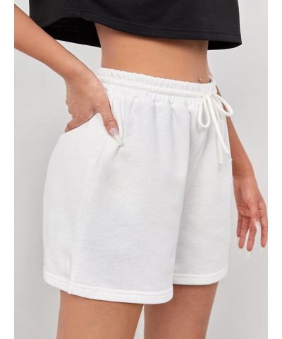 Women's Casual Drawstring Waist Sweat Shorts Running Track Shorts White $11.48 Activewear