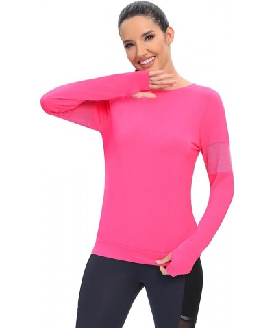 ICTIVE Long Sleeve Workout Shirts for Women Loose Fit Workout Tops Running Shirts with Thumb Hole Rose $12.23 Activewear