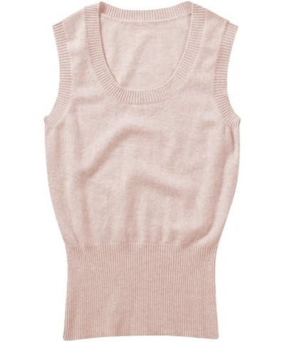 Women's 100% Cashmere Scoop Neck Vest Doll Pink $54.16 Sweaters