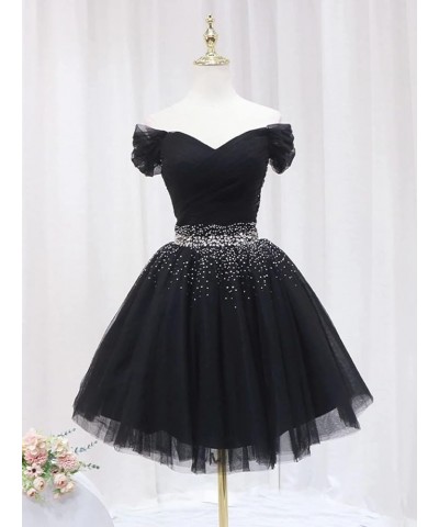 Off Shoulder Tulle Homecoming Dresses for Teens A-line Beaded Short Prom Cocktail Party Dress Plum $32.63 Dresses