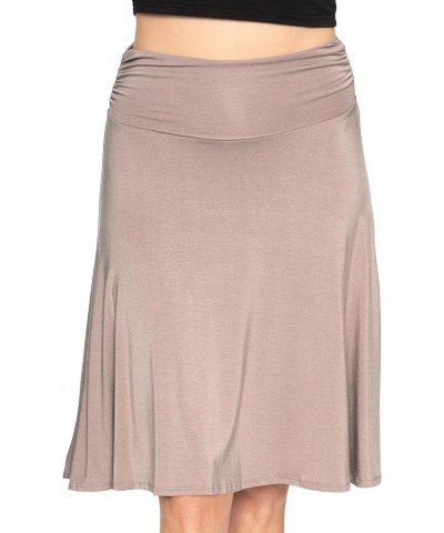 Women's and Plus Size Knee Length Ruched Waist Flowy Skirt Mocha $11.96 Skirts