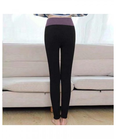 Fleece Lined Leggings Women Plus Size High Waisted Thermal Warm Yoga Pants Stretchy Slimming Winter Cashmere Leggings E04-bla...