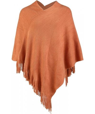 Women Poncho Sweater V Neck Solid Knit Pullover Cape Lightweight Shawl Elegant Wrap with Fringes Gifts for Women Caramel $14....