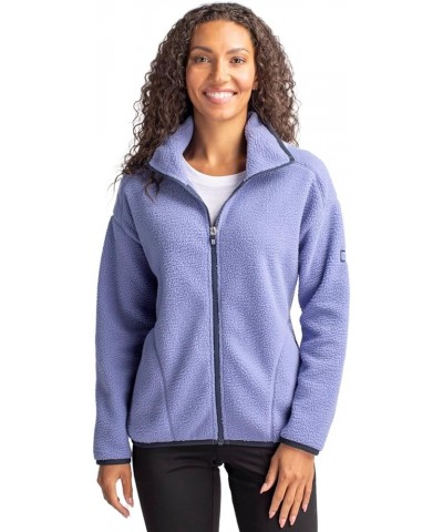 Cascade Eco Womens Sherpa Fleece Jacket Hyacinth/Navy Blue $35.50 Jackets