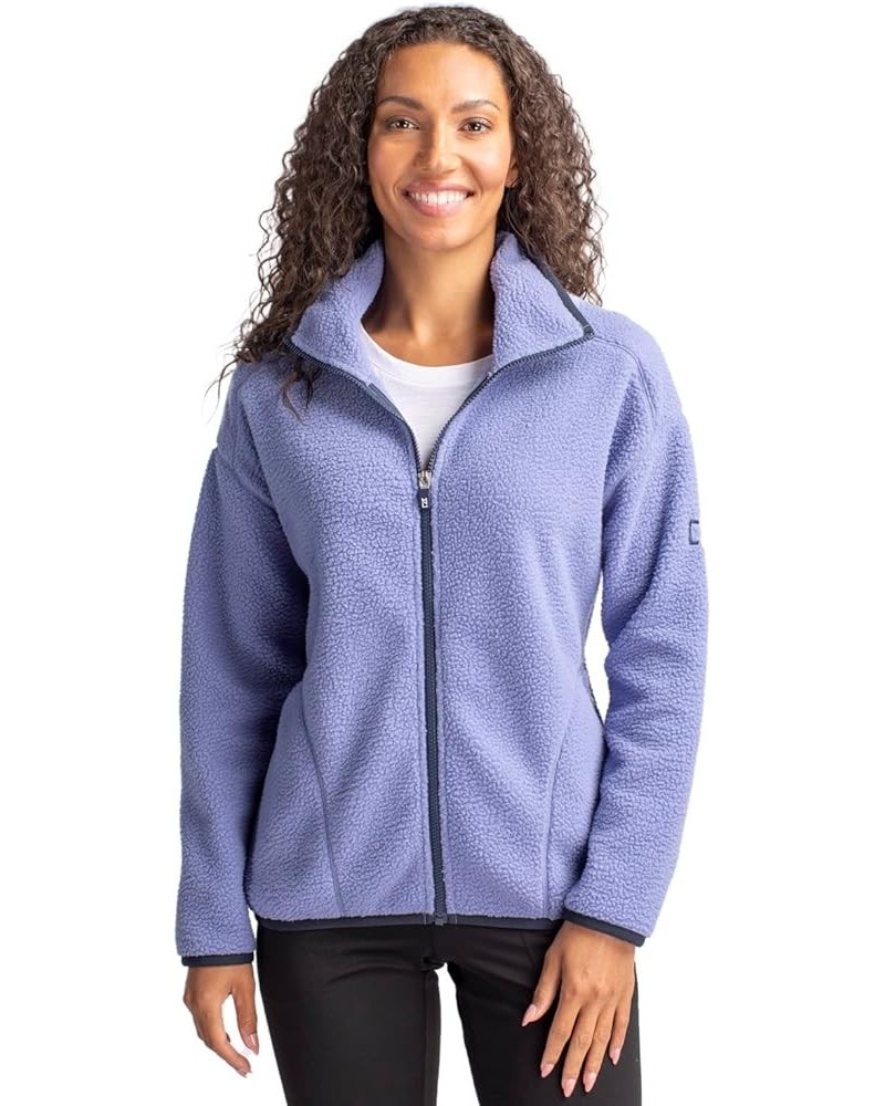 Cascade Eco Womens Sherpa Fleece Jacket Hyacinth/Navy Blue $35.50 Jackets