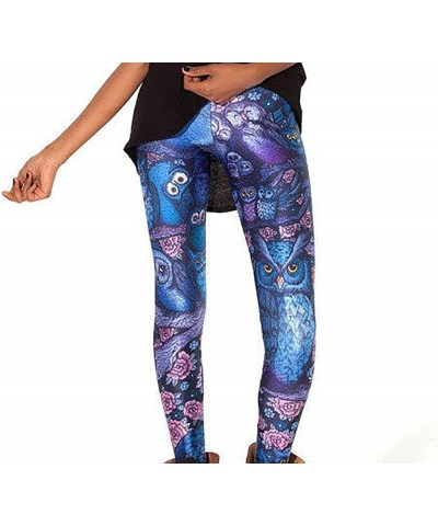 Women's High Waist Pure Color Digital Printted Ankle Elastic Tights Legging Z-owl $7.84 Leggings