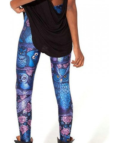 Women's High Waist Pure Color Digital Printted Ankle Elastic Tights Legging Z-owl $7.84 Leggings