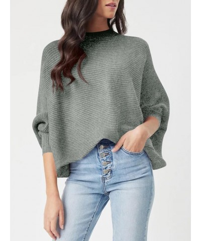 Womens Oversized Batwing Sweaters Mock Neck Long Sleeve Pullover Sweater Trendy Winter Poncho Jumper Grey $10.99 Sweaters