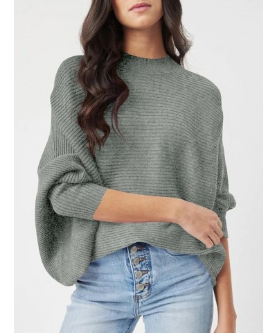 Womens Oversized Batwing Sweaters Mock Neck Long Sleeve Pullover Sweater Trendy Winter Poncho Jumper Grey $10.99 Sweaters