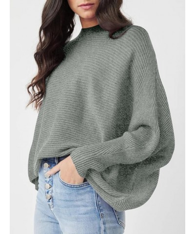 Womens Oversized Batwing Sweaters Mock Neck Long Sleeve Pullover Sweater Trendy Winter Poncho Jumper Grey $10.99 Sweaters