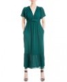 Women's Jacquard Shine Dot Cinched Waist Midi Dress Emerald $16.96 Dresses