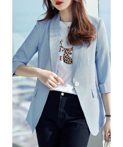 Womens Casual Jacket Casual Work Blazer Office Jacket Slim Fit Blazer for Business Lady Z08-blue $14.70 Blazers