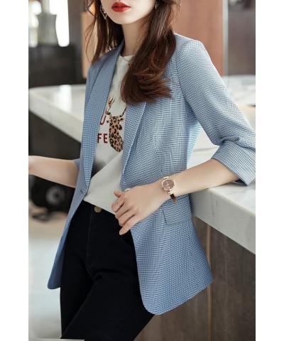 Womens Casual Jacket Casual Work Blazer Office Jacket Slim Fit Blazer for Business Lady Z08-blue $14.70 Blazers