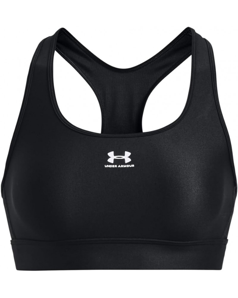 Women's HeatGear Mid Padless Sports Bra Black/Black/White $19.47 Lingerie