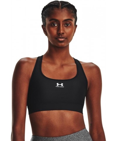 Women's HeatGear Mid Padless Sports Bra Black/Black/White $19.47 Lingerie