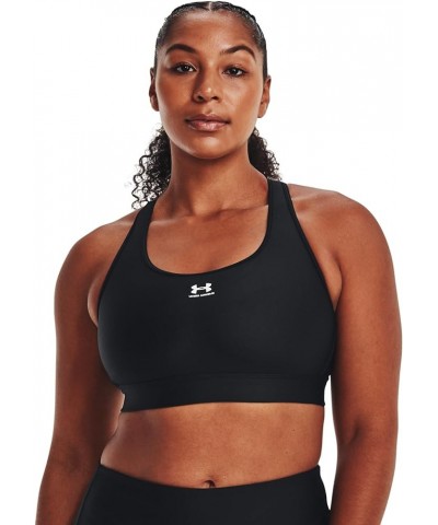 Women's HeatGear Mid Padless Sports Bra Black/Black/White $19.47 Lingerie