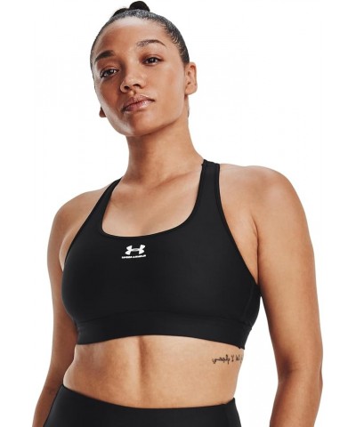 Women's HeatGear Mid Padless Sports Bra Black/Black/White $19.47 Lingerie