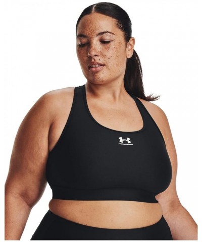 Women's HeatGear Mid Padless Sports Bra Black/Black/White $19.47 Lingerie