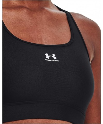 Women's HeatGear Mid Padless Sports Bra Black/Black/White $19.47 Lingerie