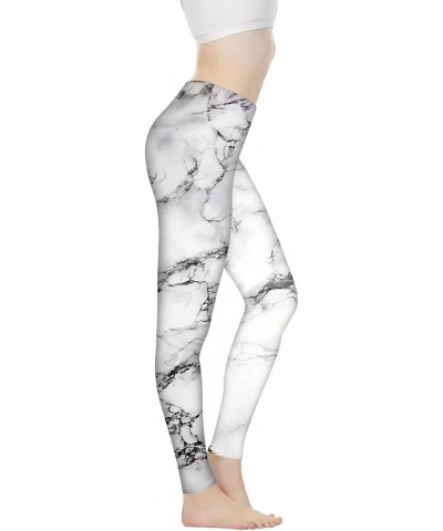 Women High Waist Tummy Control Leggings for Sports Running Gym Fitness Workout Yoga Pants Full Length Marble $11.50 Activewear