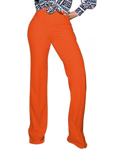 Women High Waisted Dress Pants Work Trousers Slacks Bottoms Casual Pull On Long Stretch Solid Office Business Orange $18.19 P...