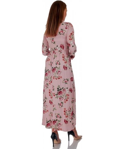 Women's Casual Loose V Neck Shirring Floor Length Maxi Dress Floral_mauve $22.79 Dresses