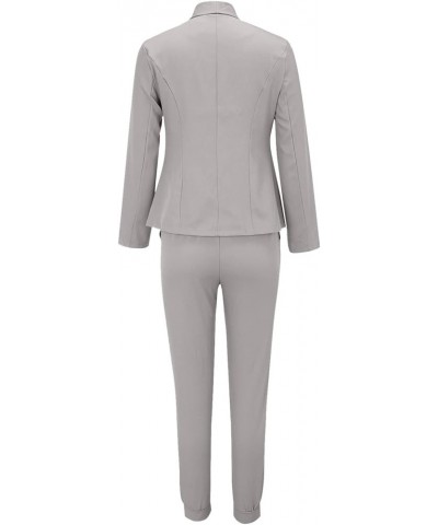 Elegant Sets for Women Casual Solid Open Front Blazer and Drawstring Pants Suits Set Business Dressy 2 Piece Outfit B02-gray ...