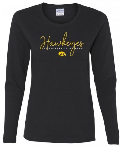 NCAA Thin Script, Team Color Womens Long Sleeve T Shirt, College, University Iowa Hawkeyes Black $16.50 Others