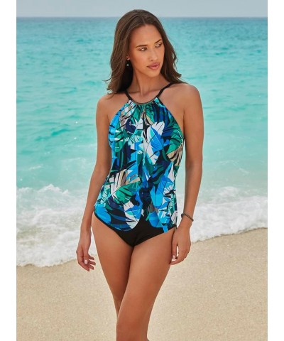 Women's Swimwear Oasis Jill High Neckline Soft Cup One Piece Swimsuit with Adjustable Straps Pop Black/Multi $47.10 Others