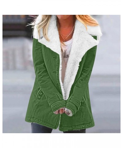 Womens Fleece Winter Jackets Plush Lapel Button Slim Fuzzy Jackets Plus Size Warm Furry Blazer Faux Fur Sherpa Coat C-green $...